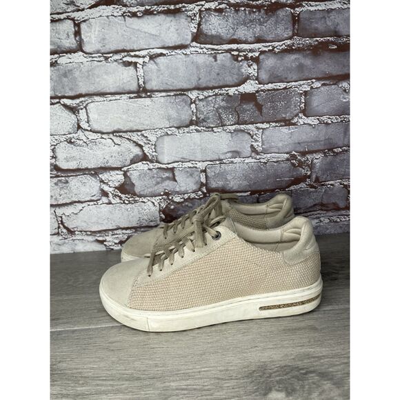 Birkenstock BEND LOW Sandcastle Beige Suede Canvas Sneakers Women Sz 37EU/6.5 US - Picture 1 of 16